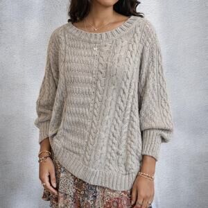 Anthropologie Angel of the North Textured Cable Knit Sweater Medium